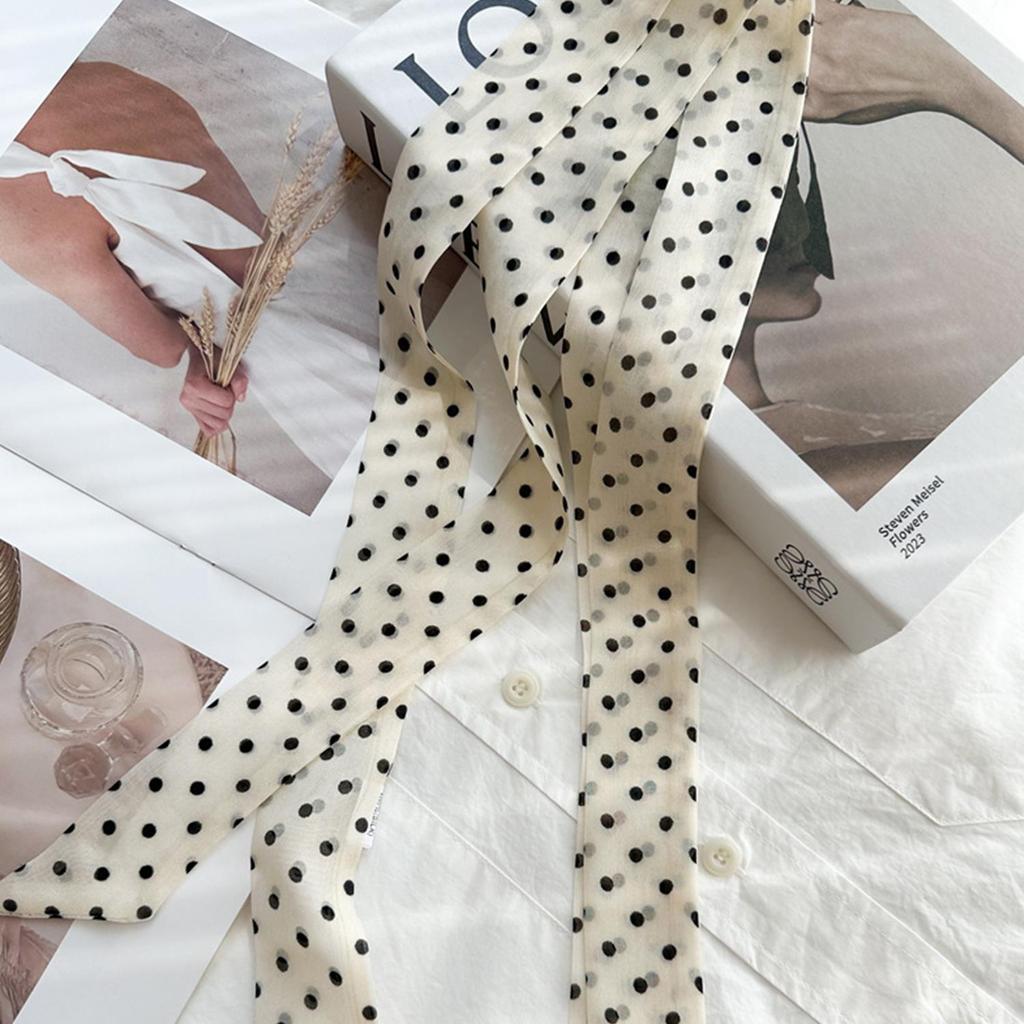 Retro Narrow LongThin Scarf Polka Dots Women Tie Multifunction Hairs Band Bags Handle Decoration Scarfs Fashion Accessories