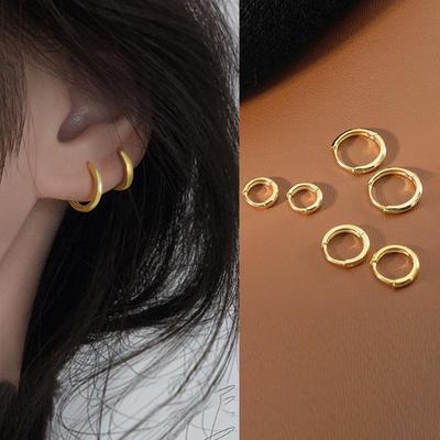 Minimalist Huggie Hoop Küpe Kadınlar için Altın Minik Yuvarlak Küpe 6mm/8mm/10mm/12mm/15mm