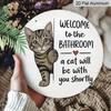 2D Flat Aluminum Retro Cat Welcome Sign for The Bathroom, Measuring 7.87 X 7.87 Inches. Perfect for Home Decor, Bedroom Decor, Gyms, Bars, and Other
