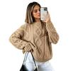 Autumn/Winter Women's Trendy Loose Knitwear: Solid Color Round Neck Cable Knit Sweater