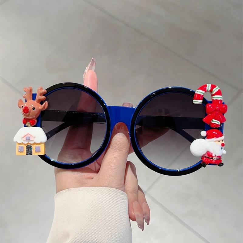 KAMMPT Large Round Sunglasses Stylish Cute Christmas Decorative Shades Trendy Gradient Original Festival Party Sun Eyeglasses
