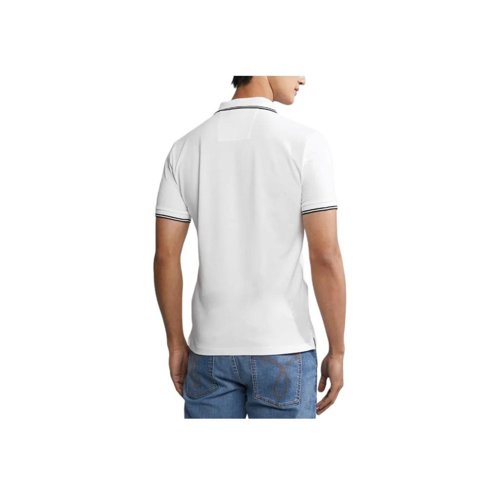Calvin Klein Slim Fit Solid Color Comfortable Simple Short Sleeve Polo Shirt Men Tops Bright-White J324252-YAF