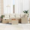 Ensemble de canapé de jardin 7 pièces avec coussins beige poly rotin vidaXL, Canapé de jardin 2 places avec rangement et 3360816