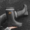 Men's Waterproof Shoes Warm Rain Boots Non Slip Mid Tube Fashion Thick Soled Rubber Shoe
