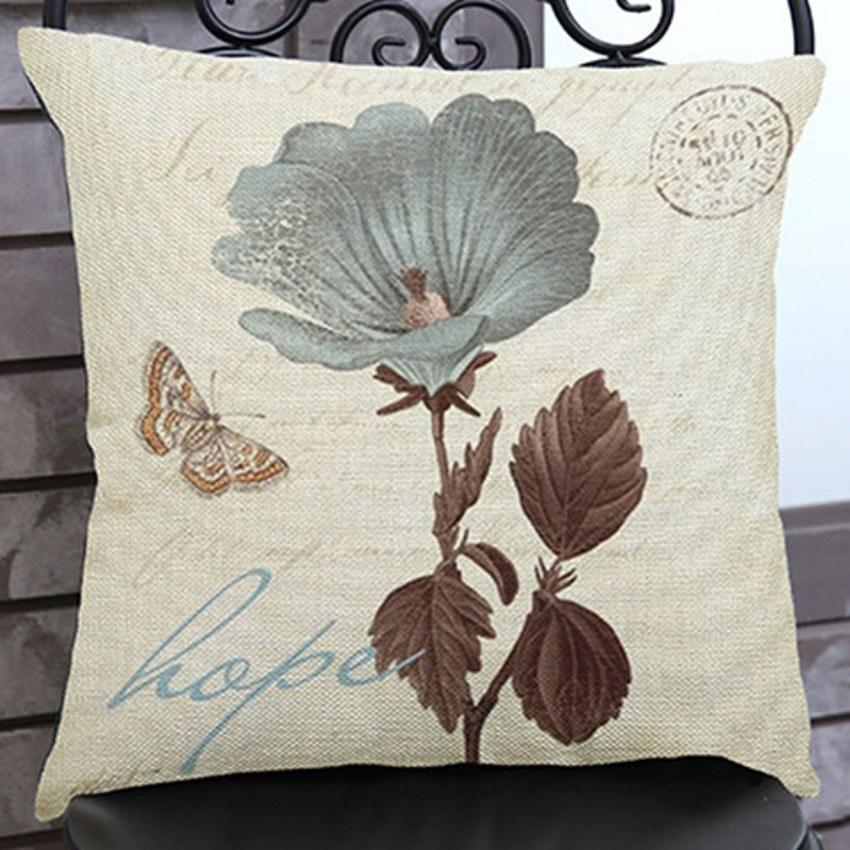 Retro Wild Flower Blue Color Print Sofa Cushion Home Decorative Car Seat Office Chair Throw Pillow Back Protection Cushions