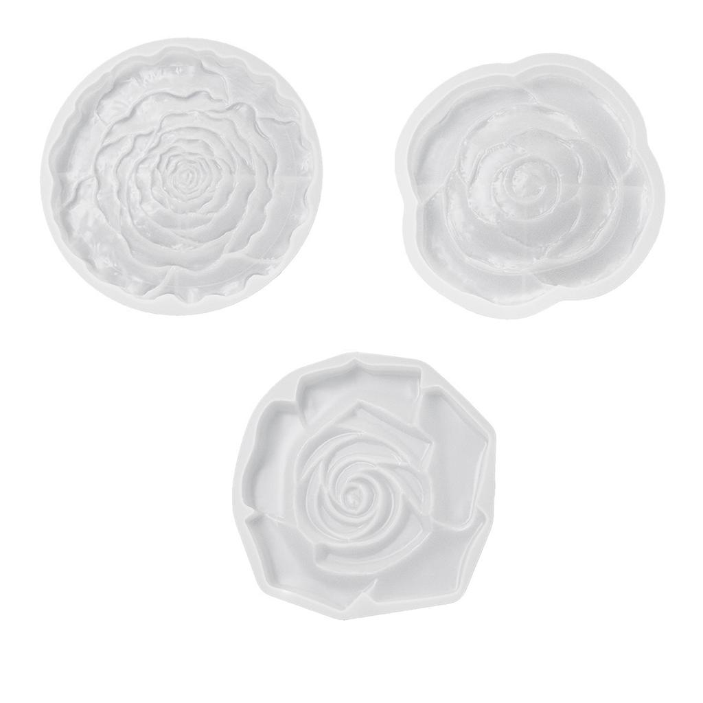 Tray Molds Cup Pad Molds Epoxy Resin Molds Rose Shaped Coaster Mold Silicone Material for DIY Hand-Making Resin Artworks