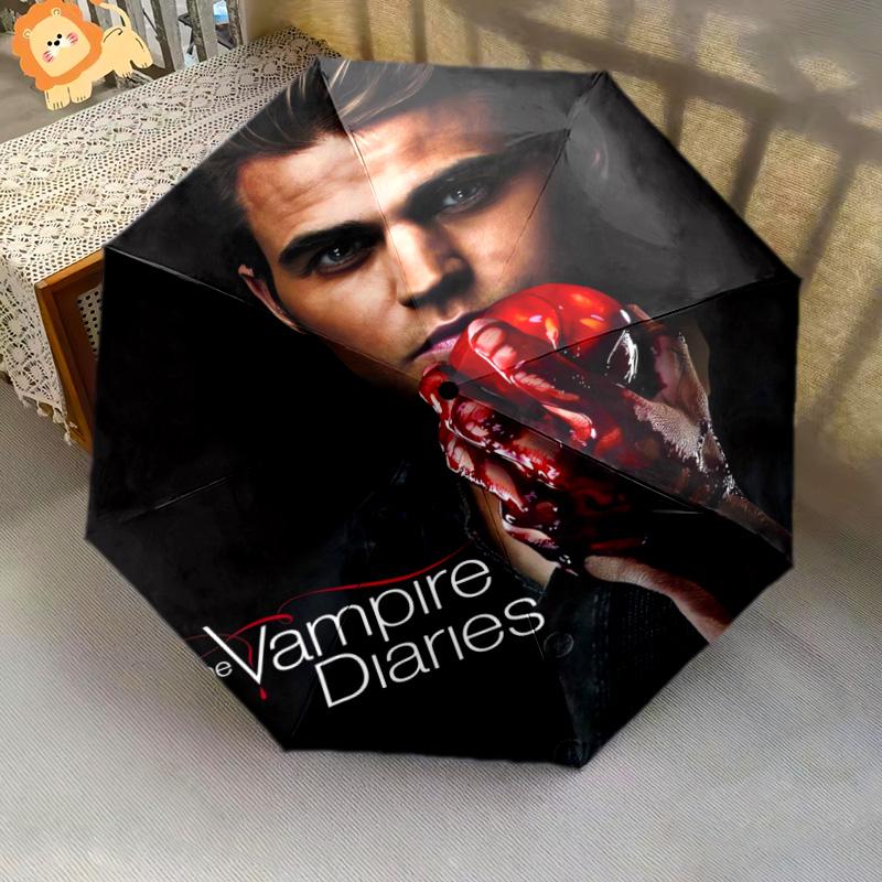 Blood Desire: Vampire Diaries Folding Umbrella Suitable for All Seasons 8 Paraphenoid Bones Umbrella Travel Umbrella