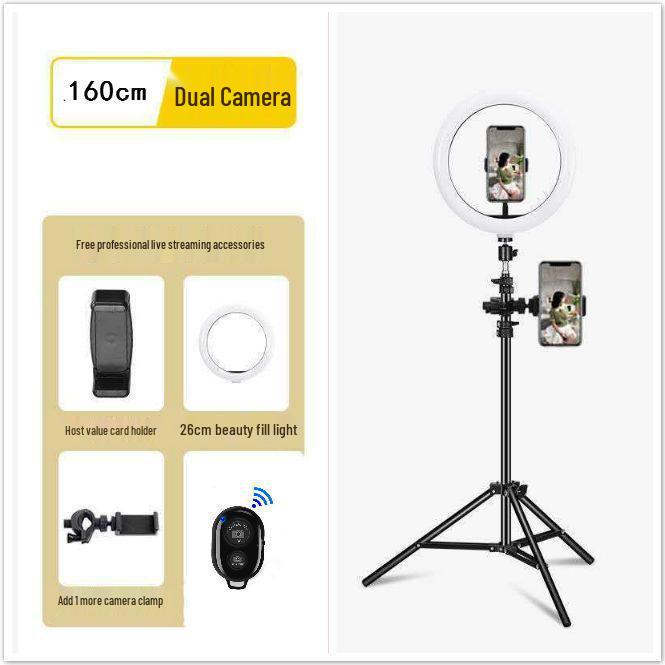 Floor Stand Multifunctional Tripod with Beauty Light for Live Streaming and Mobile Phone Holder.