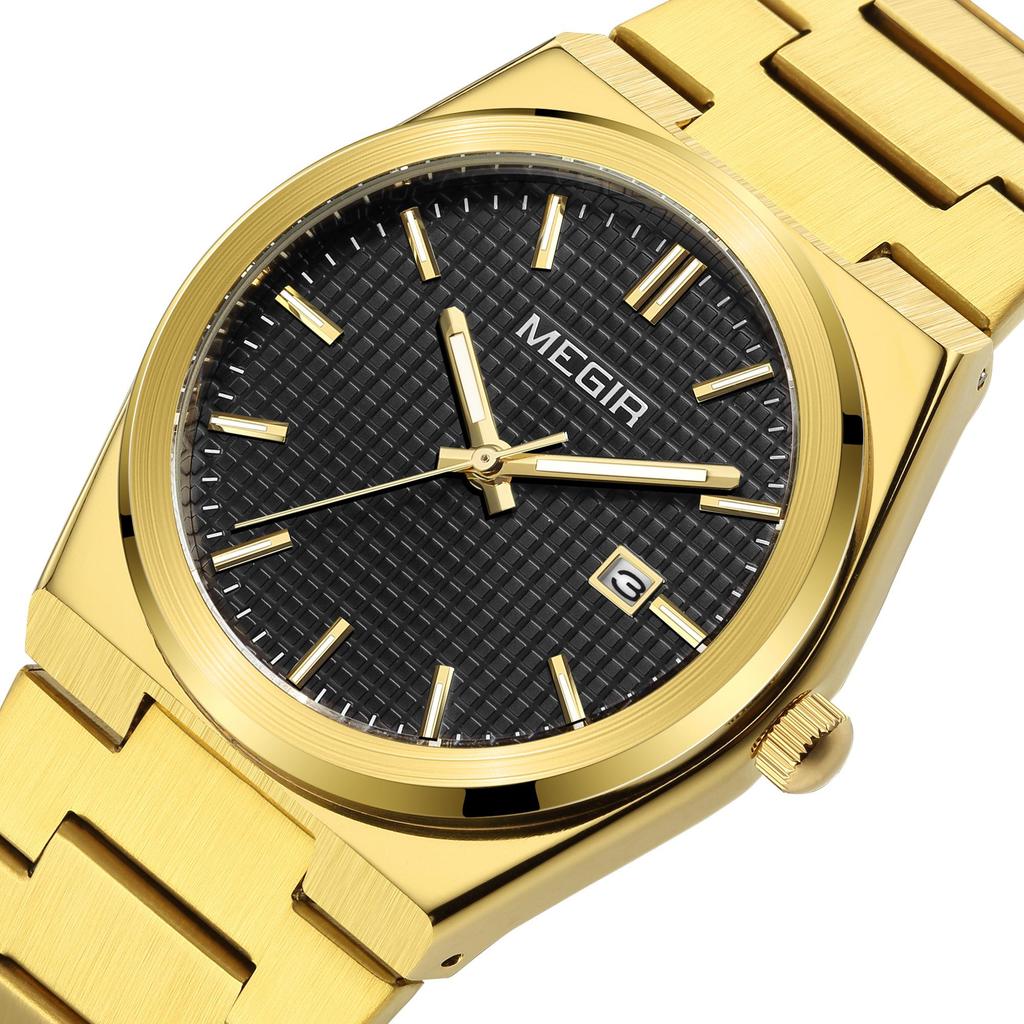 Megir Luxus Business Uhren für Herren Edelstahlarmband Wasserdicht Leuchtend Kalender Herren Quarz Armbanduhr Uhr Reloj Hombre 1086