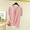 T-shirt Women  Summer Casual Large Size Loose Round Neck Pullover Short-sleeved Tops