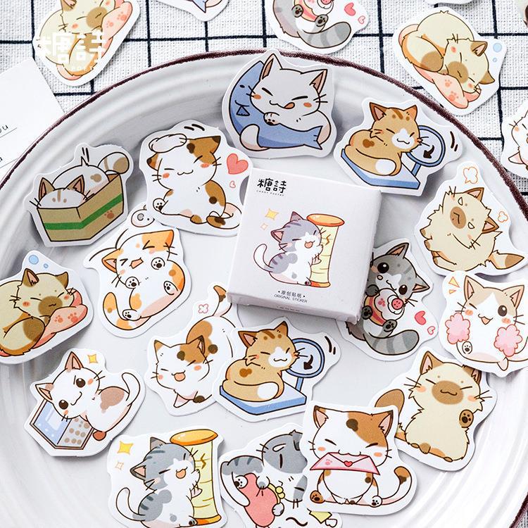 

Adorable Kitten Journal Self-adhesive Stickers Collection - Boxed Decorative Sealing Stickers