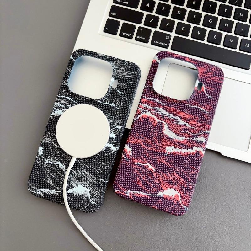 For Xiaomi 15T Pro Case For MagSafe Magnetic Wave Pattern Texture Lightweight PC Hard Cover For Mi 15T Shell Non-Slip Bumper