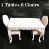 Dining&Office Chair Table Furniture Set for Dollhouse Toys Asseccories Kitchen Food Miniature Kids Gift Classic Toy
