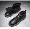 Men's Winter British Retro Motorcycle High-Top Martin Boots - Leather, Fur, and Velvet Lined for Warmth