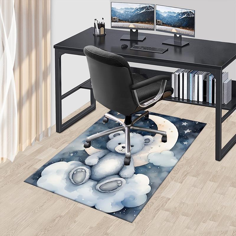 

1pc Teddy Bear Moon and Stars Office Chair Mat, Non Slip Carpet for Home Decor, Suitable for All Seasons, Ideal as a Gift, Living Room, Bedroom 60cm by 90cm