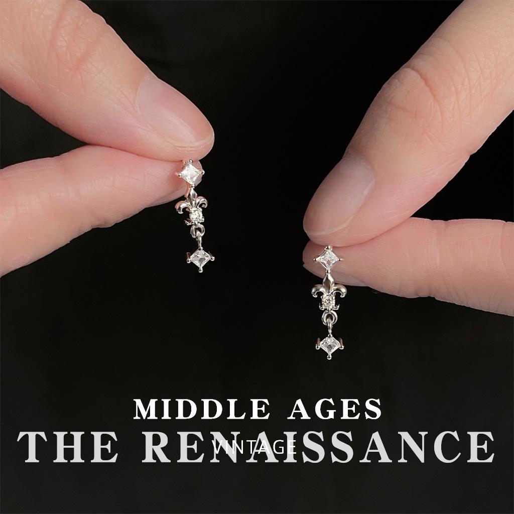 Light Iris Zircon Tassel Earrings Vintage Stud Earrings French Earrings