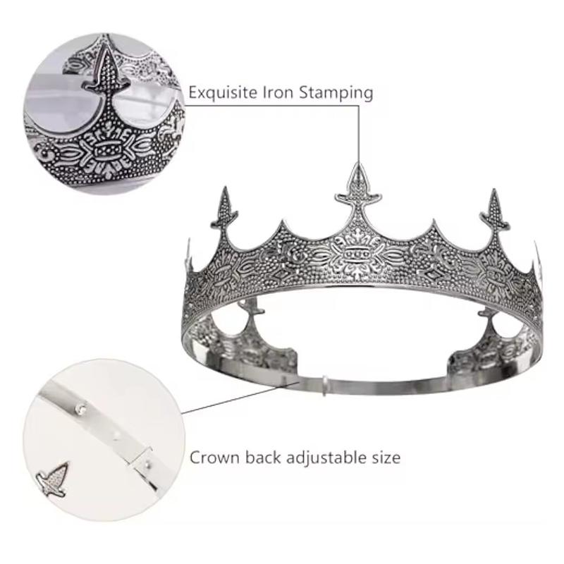 Simple Bar Mitzvah King Crown Hair Hoop Western Prince Crowns Headband Hair Accessories Round Tiaras Hair Ornaments