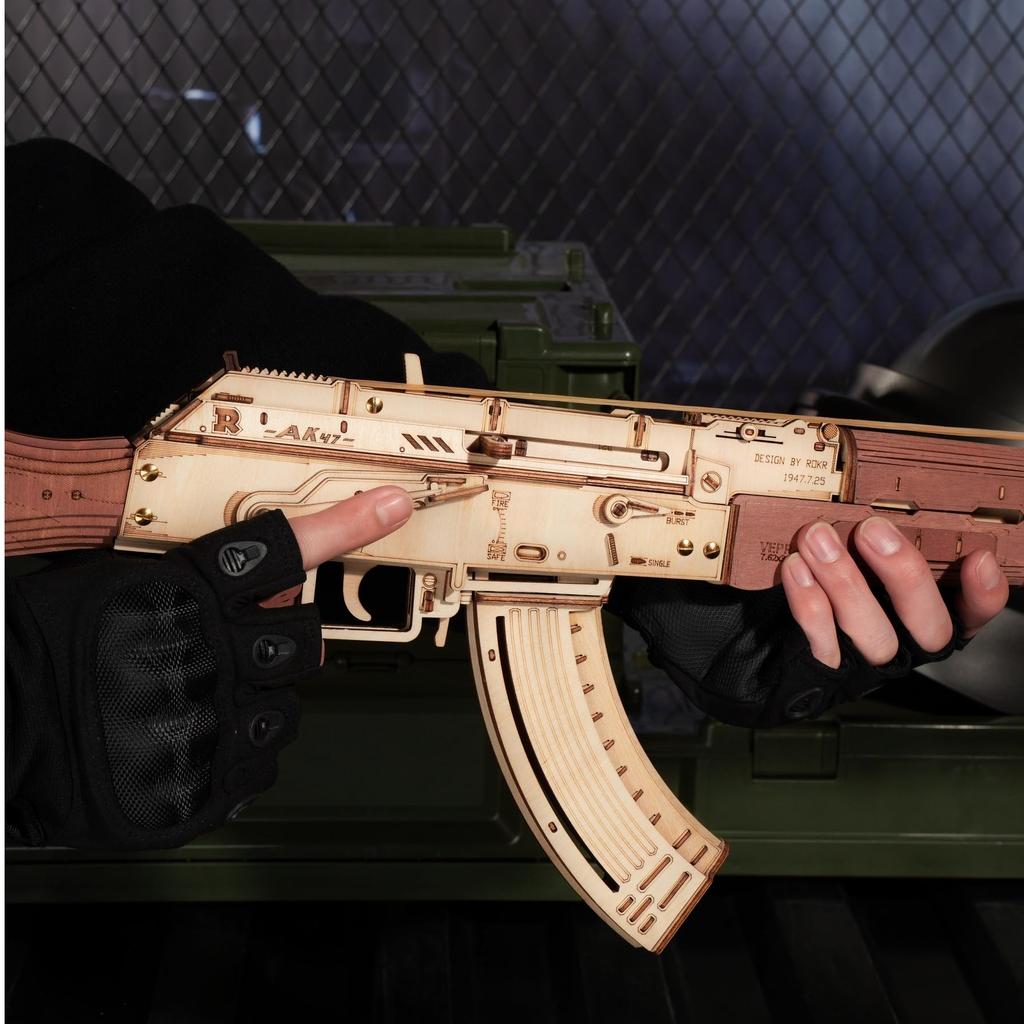 3D Flying Wooden Puzzle Rubber Band Gun Toy Gun Rubber Band Rifle with Japanese Instructions Tsukurundesu® (Rifle 2)