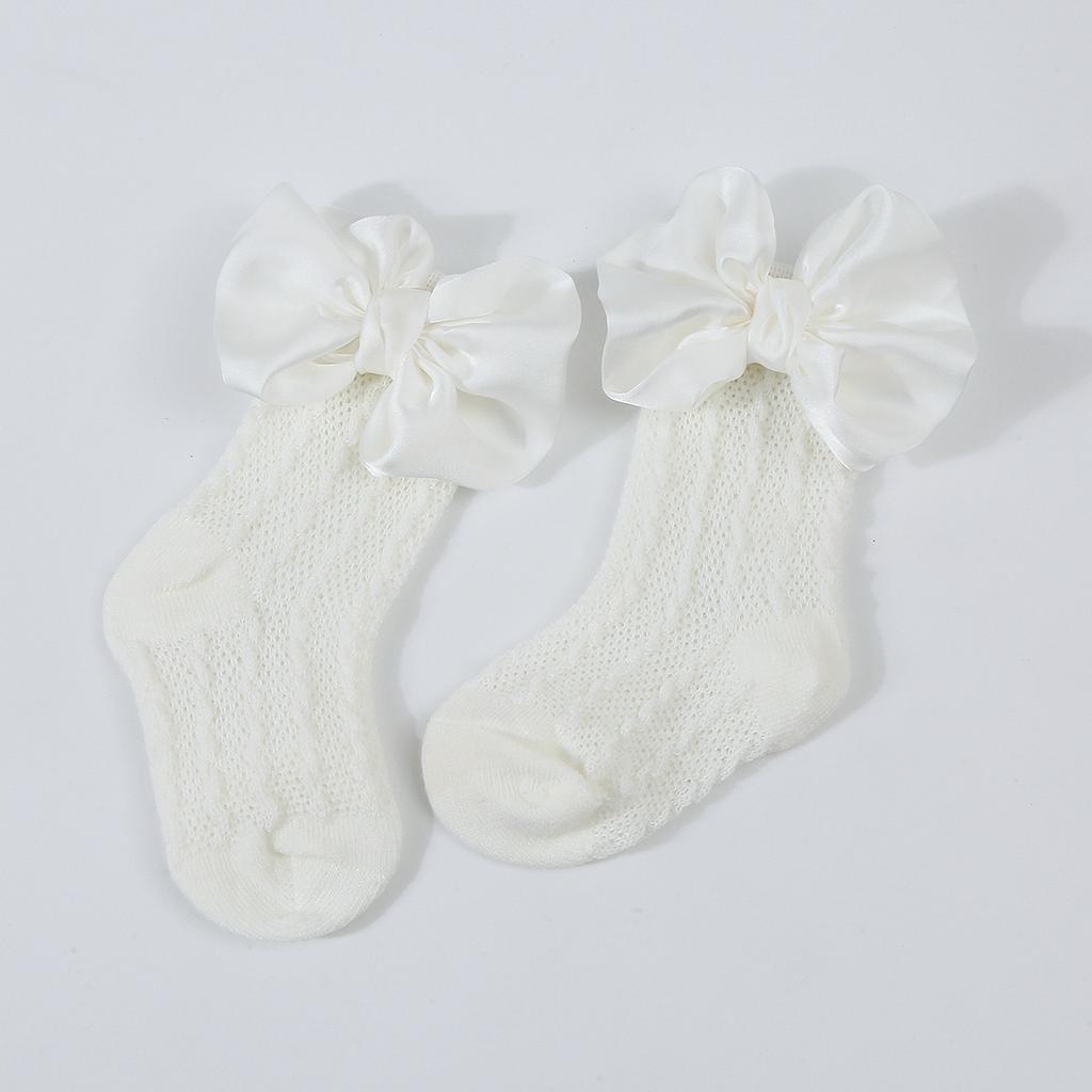 1Set Neugeborenen Big Bowknot Stirnbänder Aushöhlen Lange Socken Neue Baby Weiche Feste Prewalker Socke Mädchen Infant Gestrickte Haarband Socken