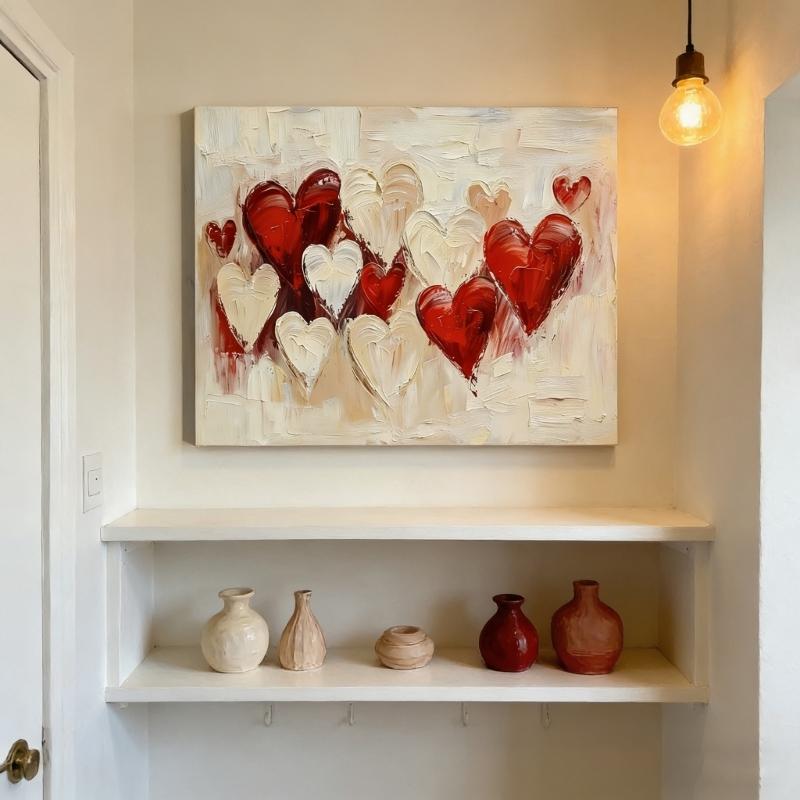 Heart Poster Canvas Wall Art Abstract Art Pictures Heart Wall Art Poster Canvas Printing for Wedding Home Office Decors