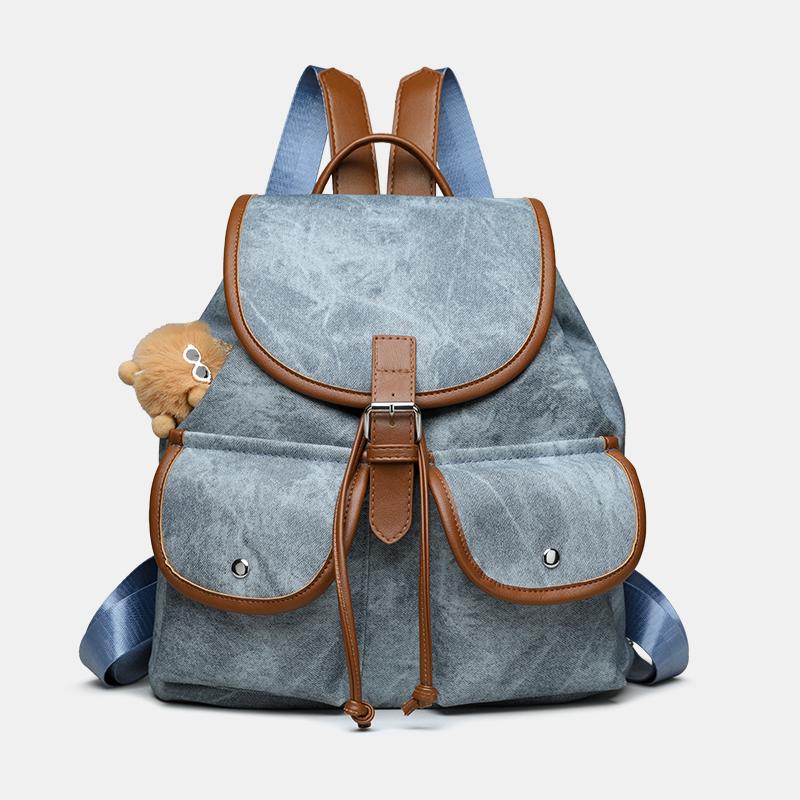 

Vintage Color Block Backpack Women s Lightweight Backpack синій