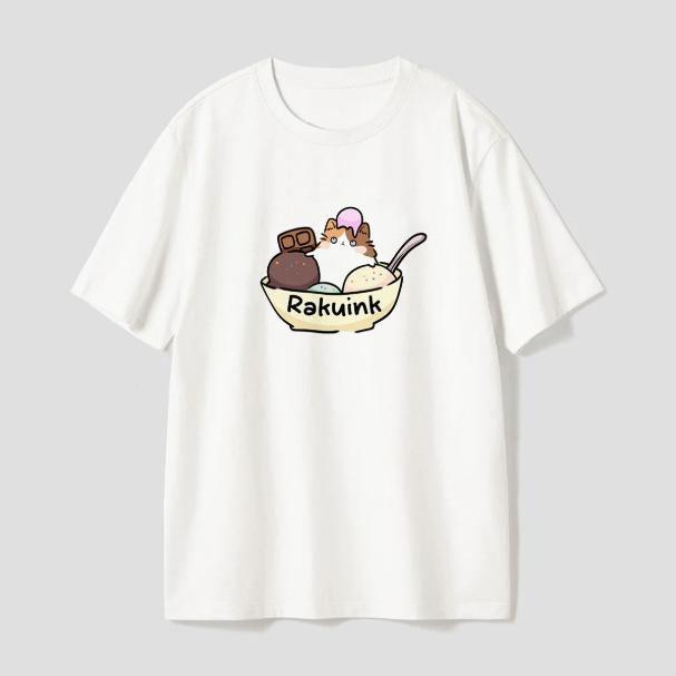 

Cute Cat in Ice Cream Graphic T Shirt Versatile Funny Rakuink Design Shortsleeved Tee Aesthetic Casual Fashion RetroTop Unisex S