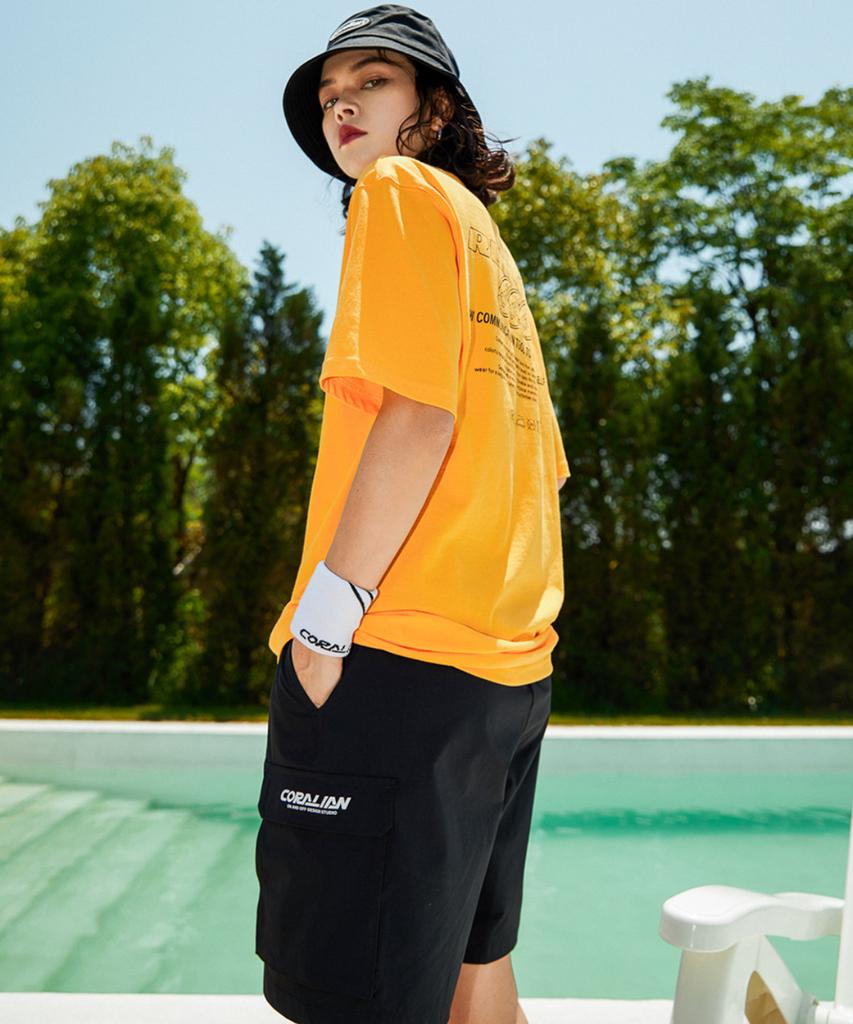 CORALIAN Runoff Coin Short Sleeve Cotton T-Shirt Orange