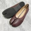 Split-toed shoes women's handmade shoes ballet shoes flats pleated beige niche personalized retro shallow mouth single shoes