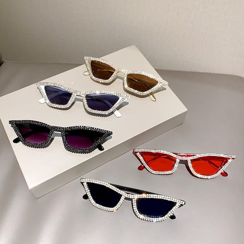 Luxury Cat Eye Sunglasses Women Men Fashion Diamond Triangle Brand Designer Glitter Sun Glasses UV400 Shades Eyeglasses