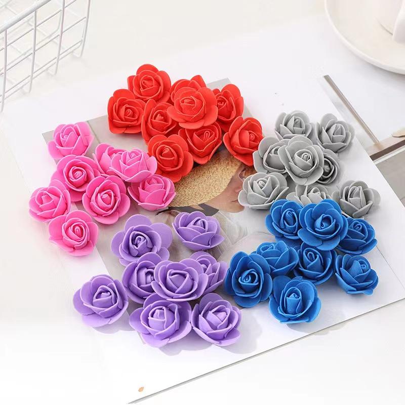 50~200 Stück Künstliche Rosenköpfe Schaumstoff Künstliche Blumen für Rosenbär Valentinstagsgeschenk Hochzeit Handgemacht DIY Blumendekorationen
