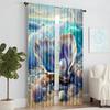 2 pcs   versatile polyester transparent curtains for home decoration Beach Shells for use in bedrooms and living rooms