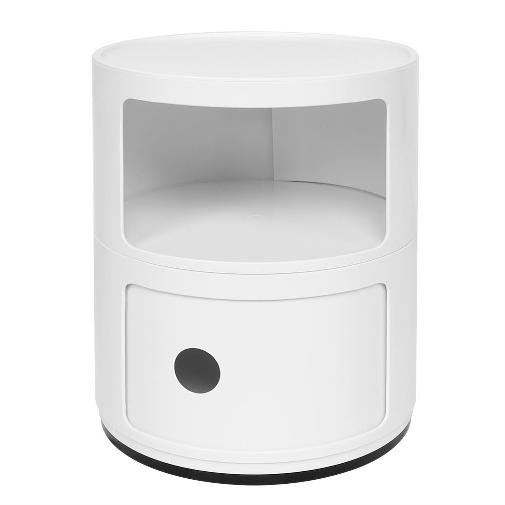 2 Layers Modern Bedside Table Bedroom Side End Stand Multi Functional Round Storage Unit