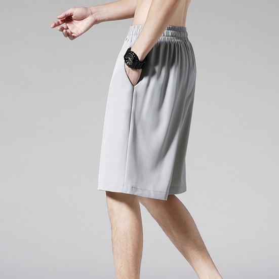 Men Shorts Elastic Waistband Drawstring Design Summer Sport Pants Ultra-Thin Ice Silk Fitness Short Pants