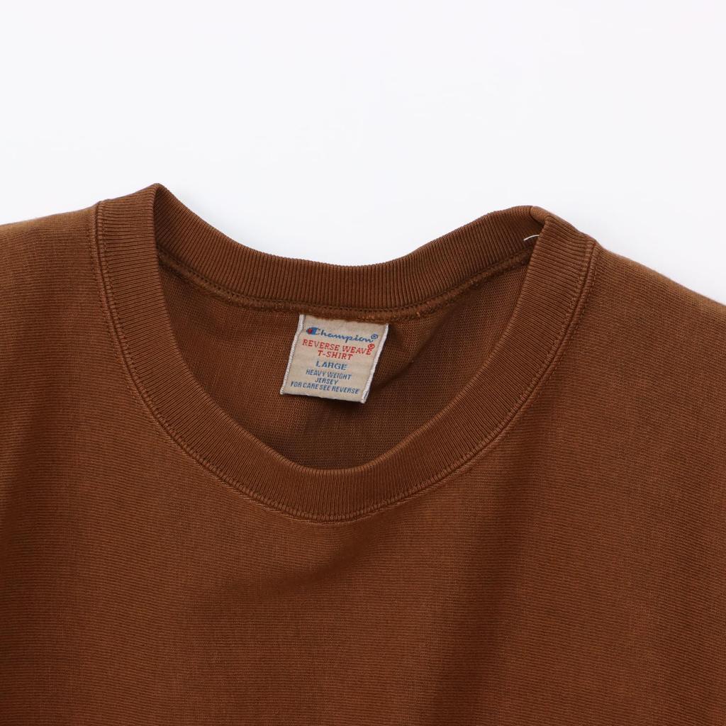 Champion Short Sleeve Cotton USA Reverse Short Sleeve Pocket Brown Men's T-Shirt, Brown, 9.4oz 100% Weave® T-Shirt, (C3-B305)