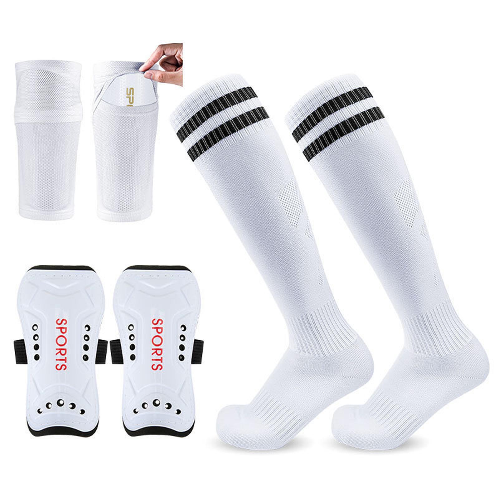 Football Shin Guards with Straps, Soccer Shin Pads and Socks, Shin Guard Sock Covers for Training and Matches L