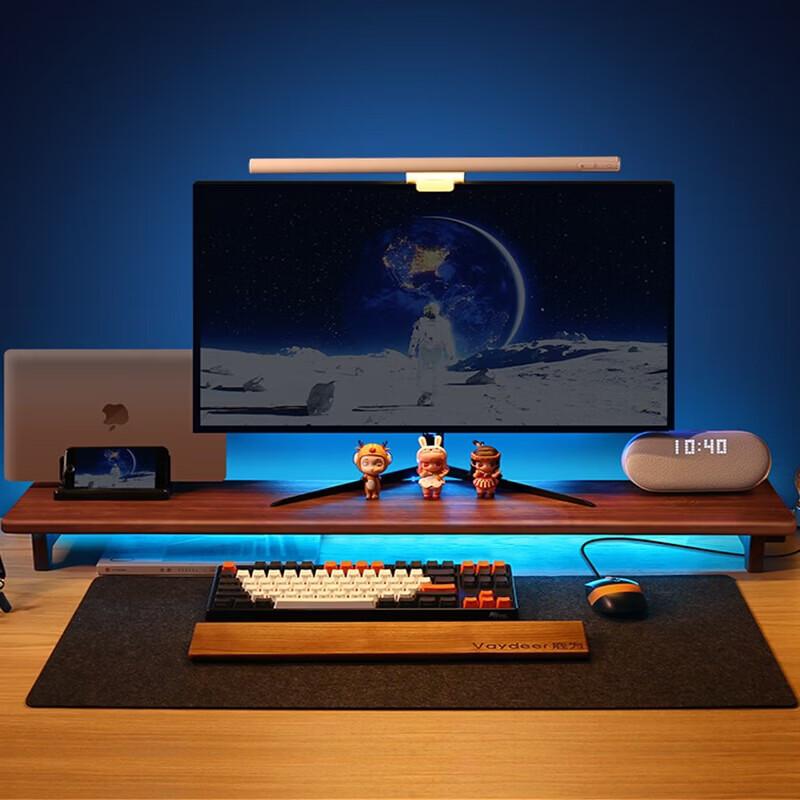 Wooden Monitor Riser with Wireless Charging