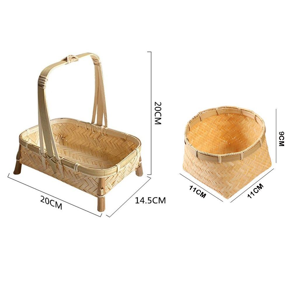 Multi-purpose Retro Bamboo Basket Bamboo Woven Small Size Fruit Basket Handmade Storage Basket Snack Fruit Organization
