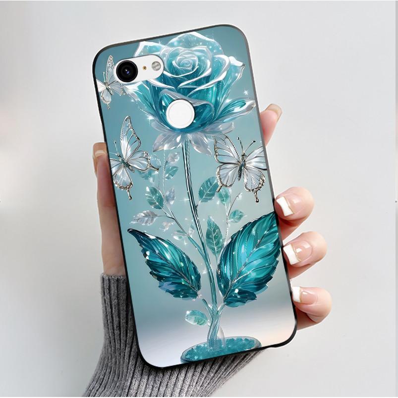 For Google Pixel 3 XL Case Black Bumper Soft TPU Silicone Cover for Pixel 3 XL Phone Cases Pixel3 3XL Butterfly Flower Capa