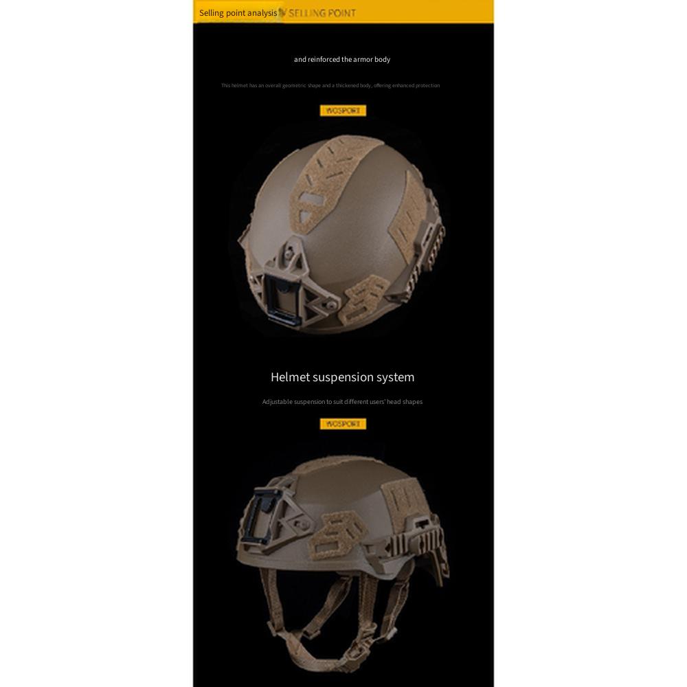 Wendy 3.0 Tactical Helmet Simple Version Geometric Sandblasted Thick Shell with Rail System for Airsoft Wargame CS Game