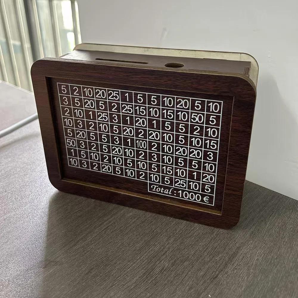 Money Box Wooden Piggy Bank Money Container for Cash Saving Treasure Coin Case 1000/5000/10000 Euro Helps The Habit of Saving