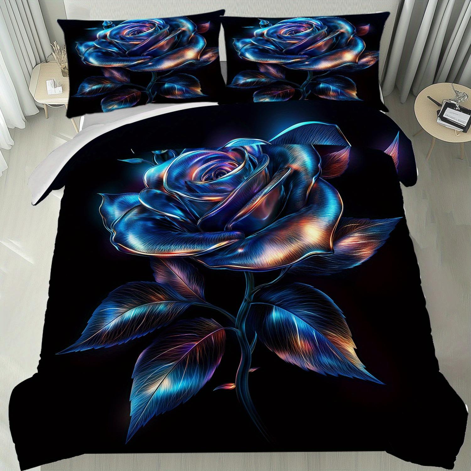 

Блестящий Цветочный Постельный Комплект 3D Принт Комплект Пододеяльника Мягкий Односпальный Полуторный Двуспальный Кинг-сайз Набор для Кровати Домашние Украшения для Спальни Eu Single 135x200cm