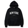 New York U.S.A City Hoodies Letter Graphic Print Men Fleece Sweatshirt Hip Hop Casual Hoodie Vintage Pullovers Loose Y2k Clothes