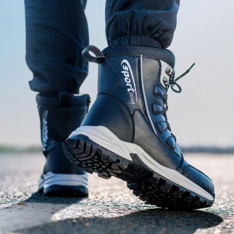 Cozy Warm Fluffy Couple Cotton Boots Fashion Lace-up Design Thick Bottom Snow Boot Winter New Casual Large Size Botines De Mujer