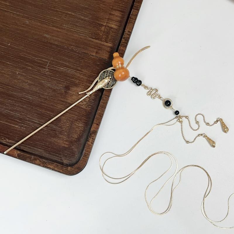 Chinese Style Gourd Tassel Hair Stick For Women Elegant Metal Chopsticks Hanfu Hairpin Ancient Style Hair Accessories