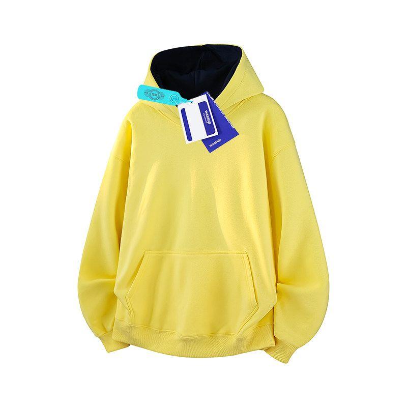 Wassup American Style High-Weight Simple Versatile Solid Color Sweatshirt for Men and Women, Loose Casual Hoodie Top for Autumn and Winter