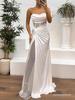 2026 European Color Satin Bustier Dress - Spring/Autumn Casual Fashion Patchwork