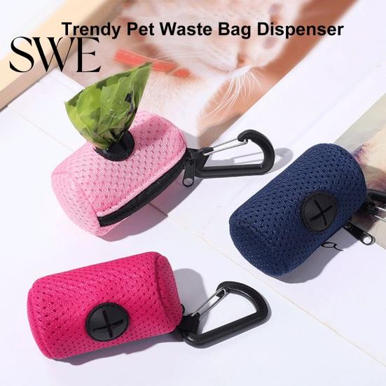 Lightweight Pet Waste Bag Holder Dispenser Zipper Closing Crossed Drawers with Hanging Fashionable Poop Hook Trendy Convenient Dog Pickup Solution