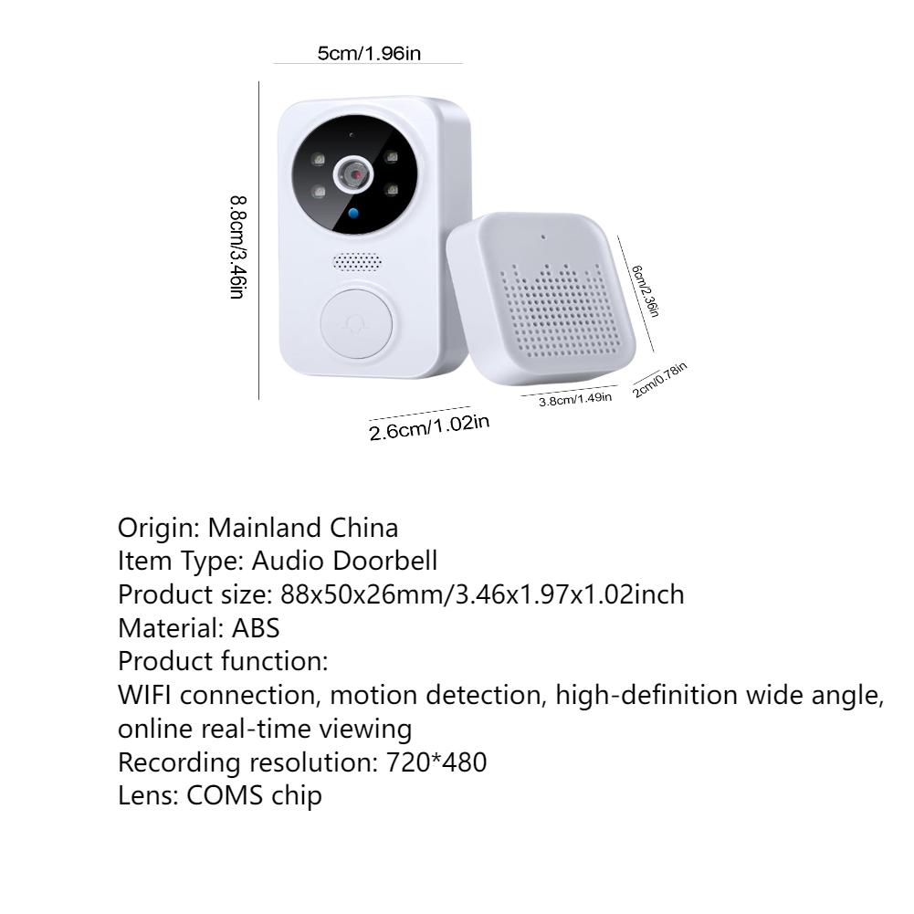 WiFi Smart Audio Doorbell Camera 2-Way Audio Wireless Visual Intercom Doorbell with Remote Monitor Indoor Outdoor Surveillance