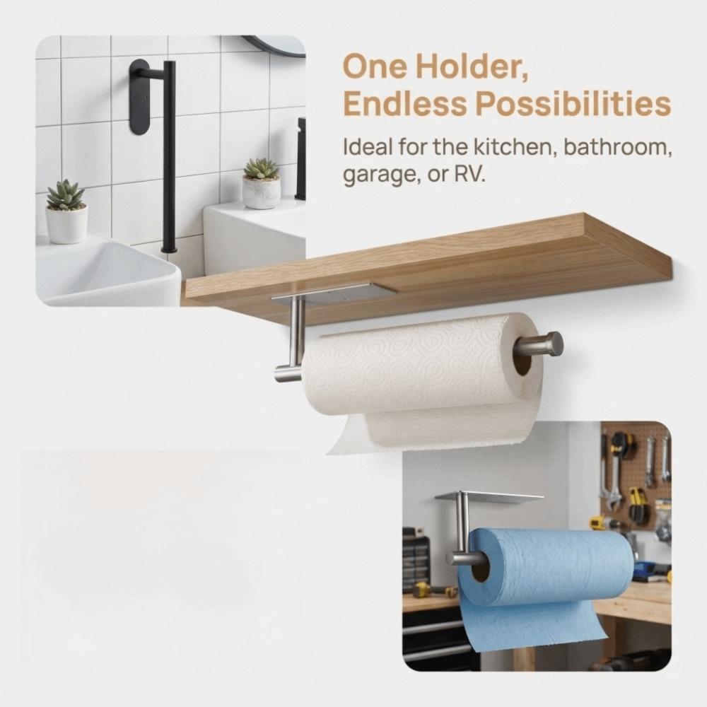 Sturdy Paper Towel Holder Stainless Steel Roll Dispenser High Quality Paper Holder  Space Saving