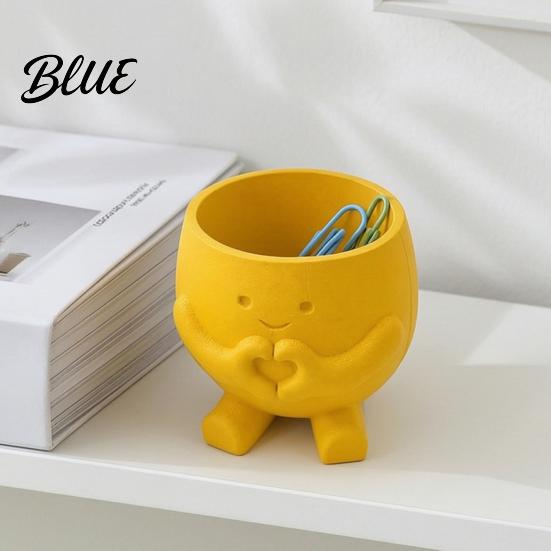 Modern Home Decor Pot 3D Printed Cute Smile Plant Pots Succulent Planters for Indoor Plants Small Stationery Organizer Funny Flowerpot Unique
